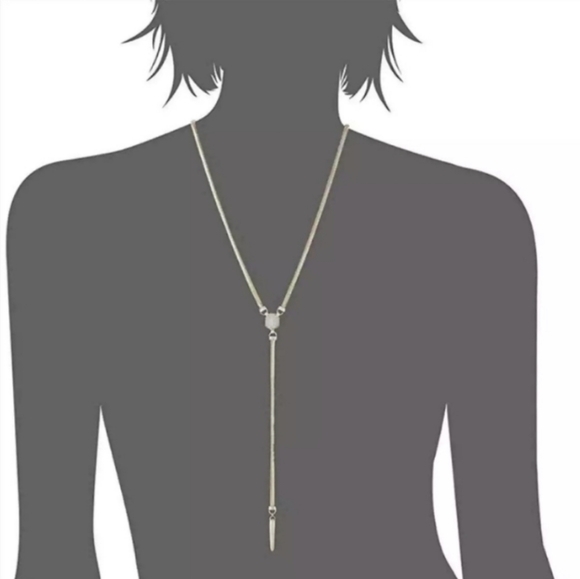 Kendra Scott "Starla" Metallic Silver Lariat Druzy Quartz Necklace - Picture 3 of 13